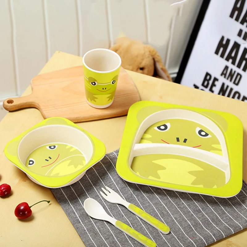 5 шт./компл. набор посуды для кормления из бамбукового волокна милый детский