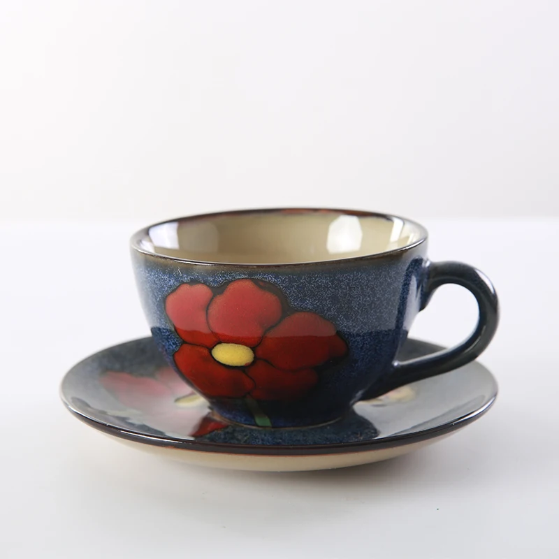 Royal blue Креативная керамическая кофейная чашка, набор, Корейская ручная роспись, кофейная чашка для дома, офиса, кафе, забавные подарки, Прямая поставка - Цвет: Royal blue