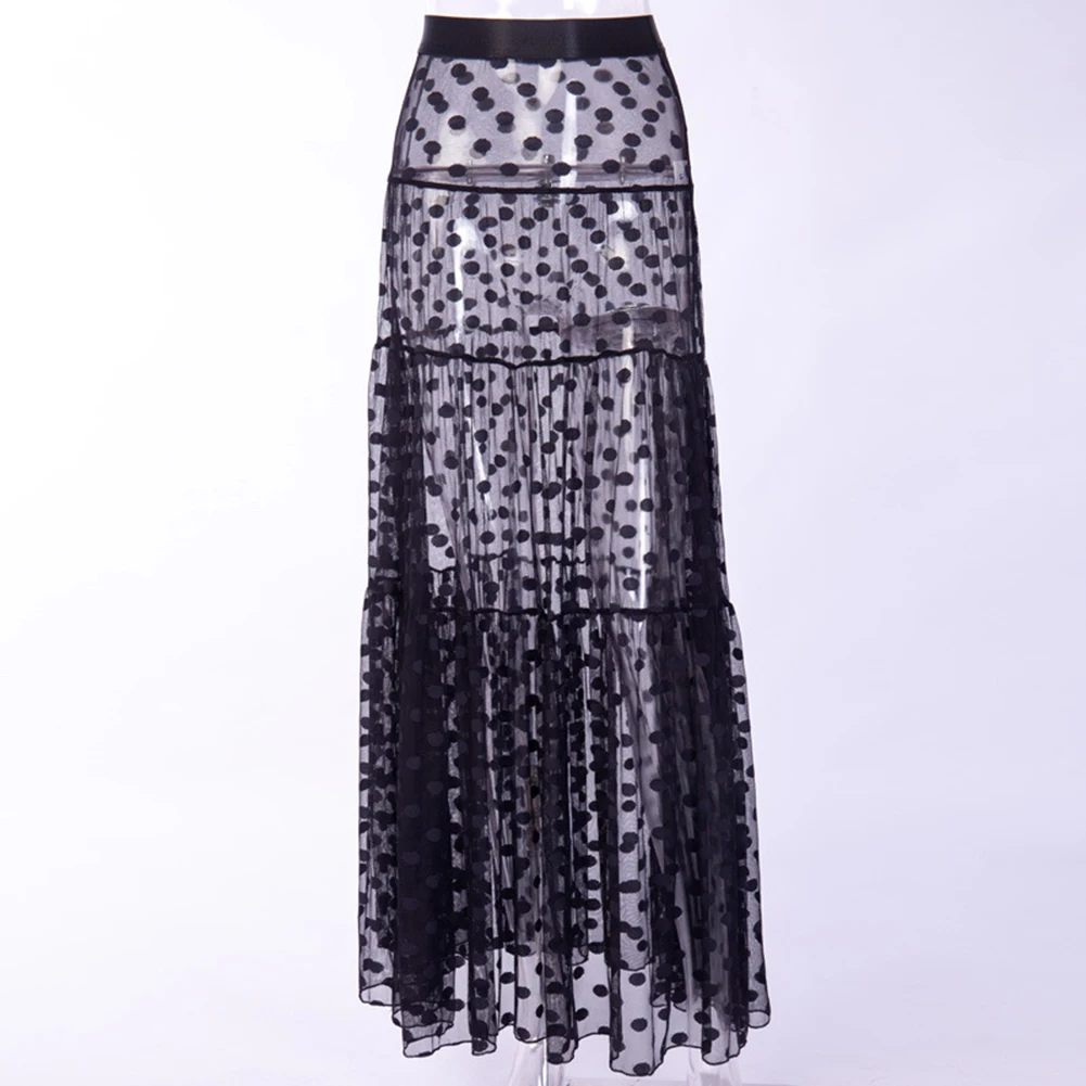 Летняя купальная одежда Женская Макси юбка прозрачный плиссированный ретро