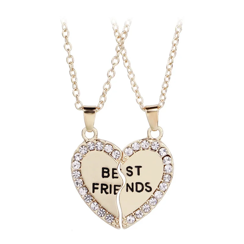 XL014 Модный комплект одежды из 2 шт./компл. сломанной кулон сердце Best Friends Forever Цепочки и ожерелья Лучшие Друзья Девушки Пару большой младшей сестры Цепочки и ожерелья - Окраска металла: XL014