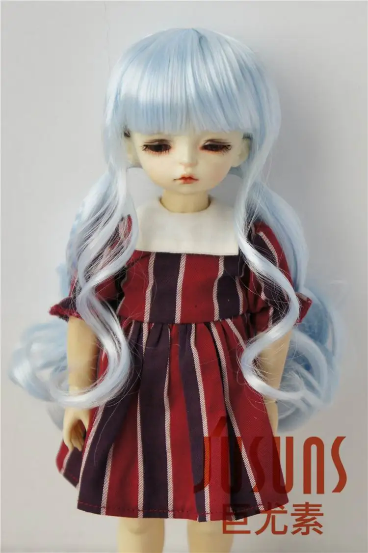6-7inch Blend Blue JD337 1/8 1/6 красивый синтетический мохер BJD кукольные парики Размер 5-6 дюймов 6-7 дюймов кукла длинный пони коса парик модные кукольные аксессуары - Цвет: 6-7inch Blend Blue