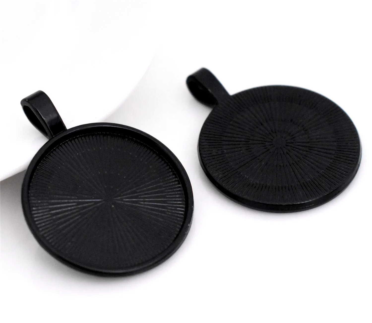 

10pcs 25mm Inner Size Black Plated Simple Style Cabochon Base Cameo Setting Charms Pendant-A5-10