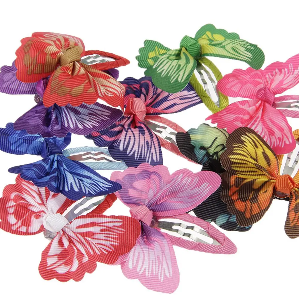 

Yundfly 20pcs/lot Chic Baby Girls Ribbon Butterfly Hair Clips Kids Bowknot Hairpins Children Hair Bows Head Accessories