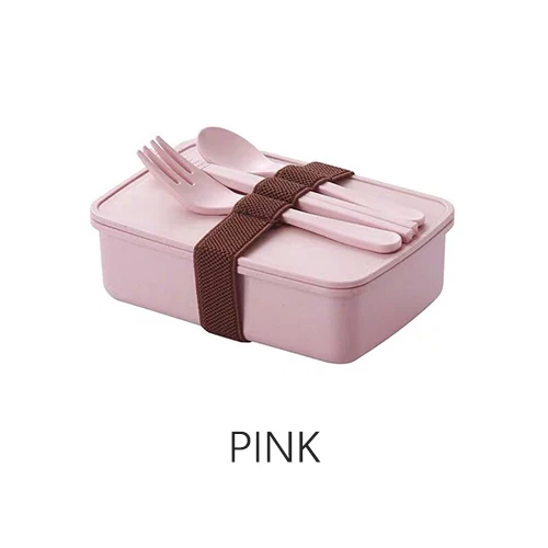 Pink 600 мл бамбуковое волокно столовая посуда, контейнер для хранения здоровых продуктов, Bento Box, для детей, для школы, офиса, портативная микроволновая печь, Ланч-бокс - Цвет: Pink
