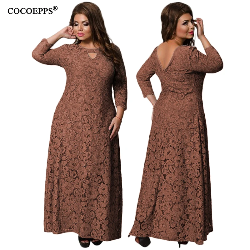 Модные платья размера плюс для женщин vestidos femininos 5XL 6XL женское платье осень зима теплое кружевное платье с круглым вырезом