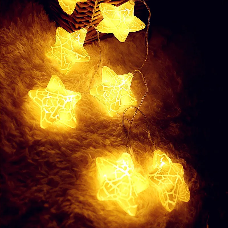 USB Ice Crack Star Shape String Lamp 1 5 м 3 LED Balls Light на батарейках Декоративный Рождественский
