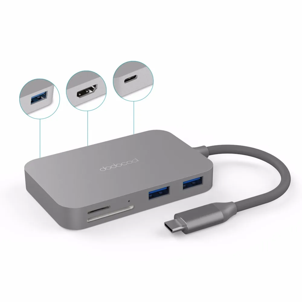 Dodocool 7 в 1 USB C USB-C концентратор с Тип C Мощность доставки 4 К видео HDMI USB концентратор для MacBook Pro samsung Galaxy S9 концентратор сплиттеры 3.0