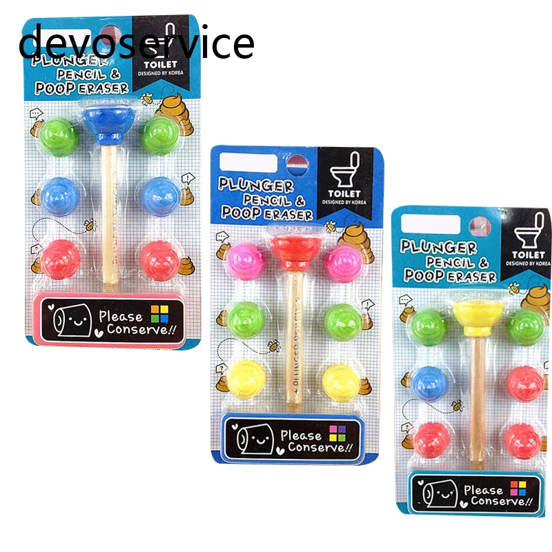 

One Set Cute Kawaii A Set Of The Toilet Tools Rubber Eraser And Pencil Student Learning Stationery For Child Creative Gift