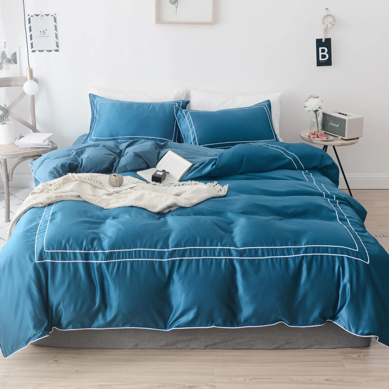 

4Pcs 100% Cotton Luxury Bedding Sets/Bedclothes King Queen size Duvet Cover Bed Sheet Linens set Pillowcases
