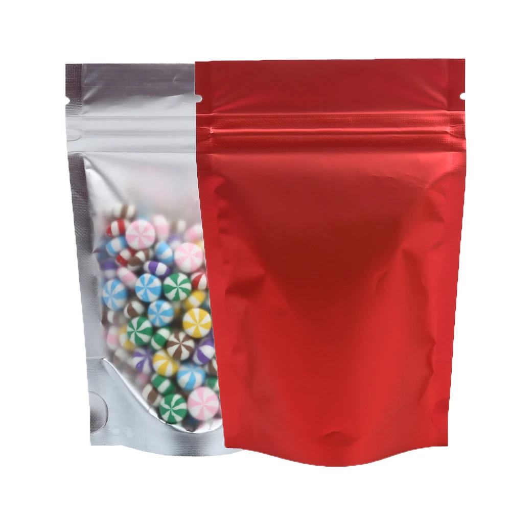 100 шт 8,5x13 см(3,25x") перерабатываемые Матовые прозрачные передние Ziplock Сумки для хранения прорези металлический Mylar замок на молнии