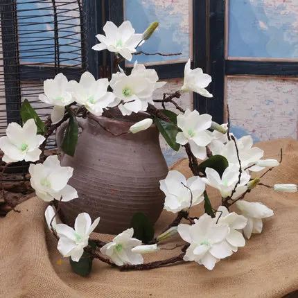 1 шт. поддельная Магнолия цветок лоза Шелковый лозы 180 см крем/Шампанское/Розовая