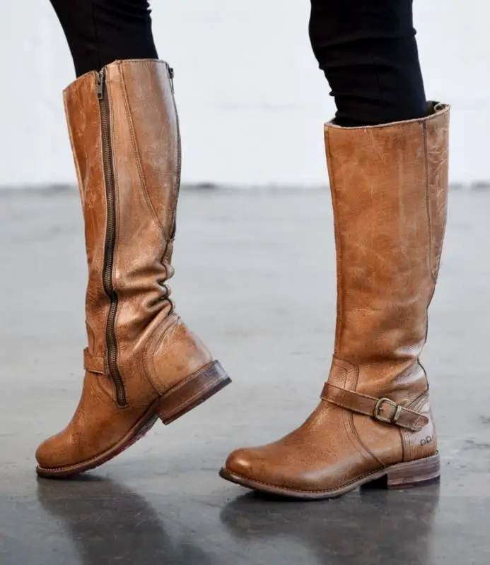 Zapatos mujer Женская зимняя обувь на молнии Искусственная кожа сапоги высотой до