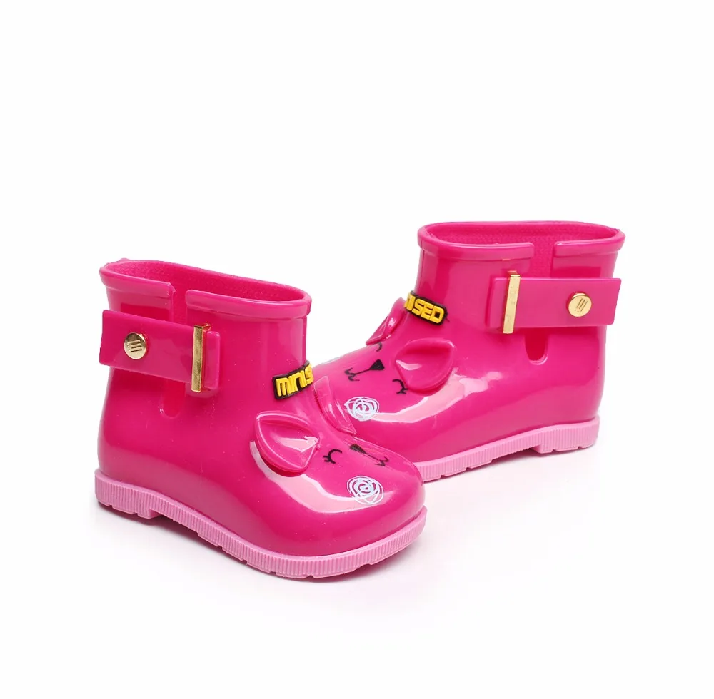 Мини Melissa 3 цвета резиновые сапоги обувь с котом Детские Непромокаемые Сапоги