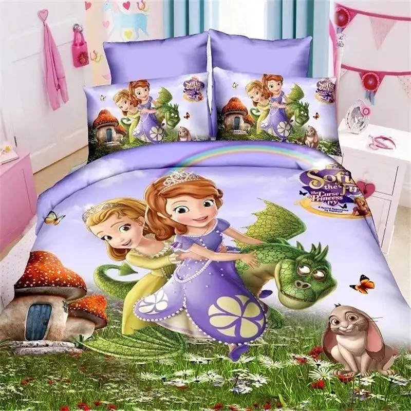 

Sofia the First Bedding Single Size Bed Sheets Set for Girls Bedroom Decor Twin Quilt Duvet Cover set Kids Room Bedspread linens
