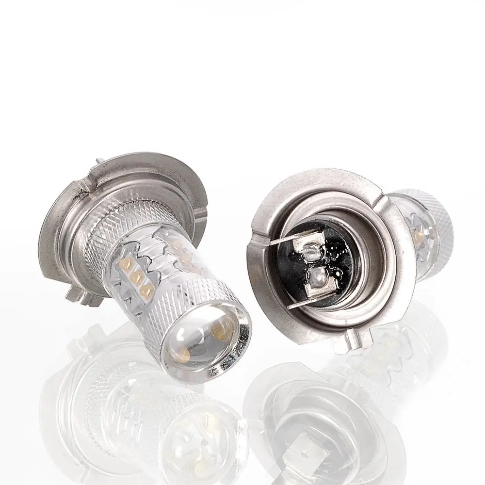 Free Shipping 2pcs Powerful Chips Canbus Error LED High Power White Beam Car Fog Driving Lights Bulbs (H7 (80W)) | Автомобили и