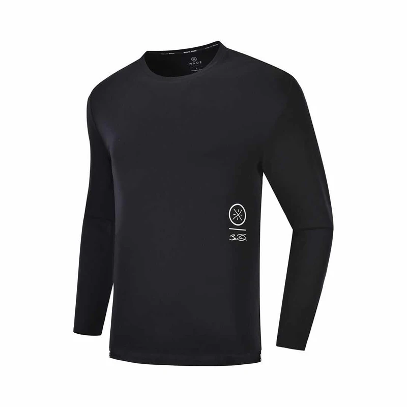 Li-Ning Мужская футболка из Джерси с длинным рукавом серии Уэйд, свободный крой, хлопок, удобные спортивные топы ATSP025 MTL1042 - Цвет: ATSP025-1H