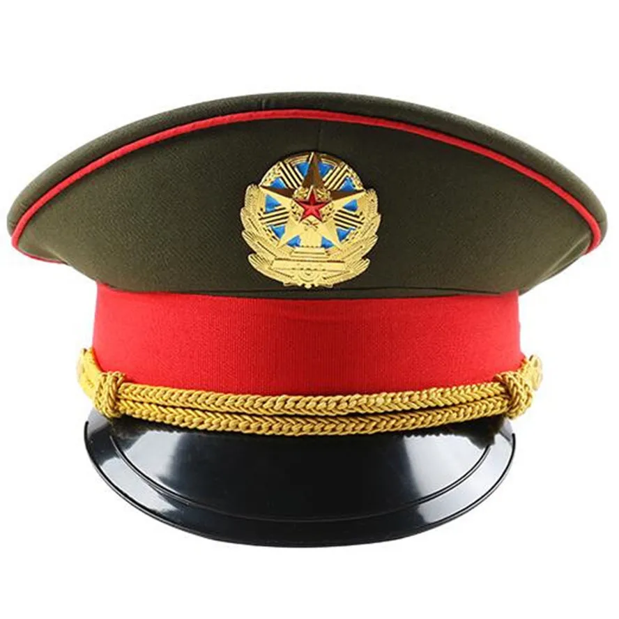

Fashion Red Performance Green Military Hat Spring Army White Captain Caps Band Show For Adult Cosplay
