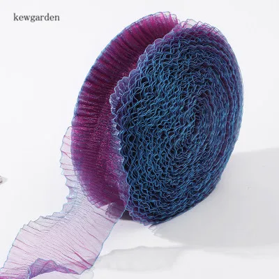 Kewgarden 2-1/" 60 мм жемчужные плиссированные пряжа атласные ленты вручную изготовленная лента DIY бант ленты упаковка Riband 30 ярдов/рулон - Цвет: 4
