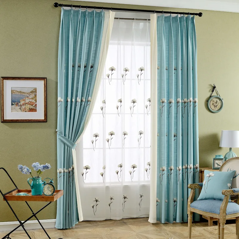 Новые однотонные корейские занавески для сада с вышивкой гостиной спальни