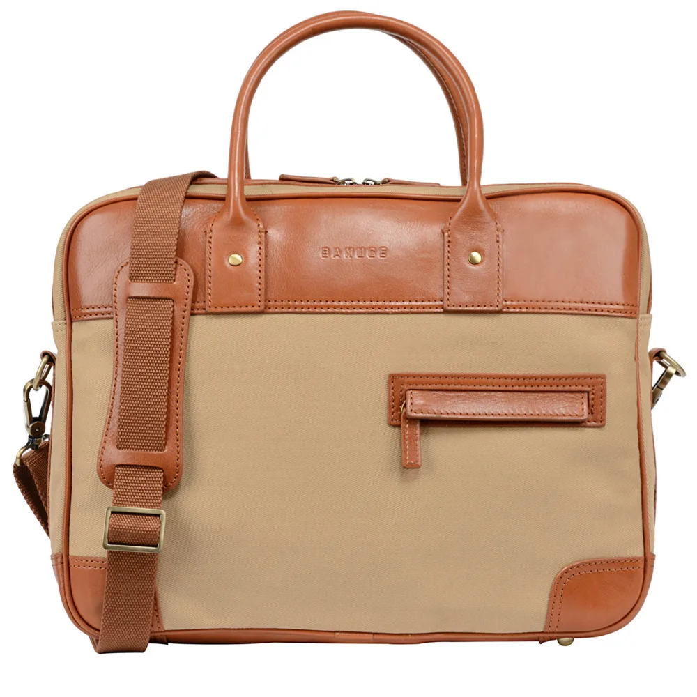 Banuce мужские Кожаные Холст Сумка Для Ноутбука Case Повседневная Бизнес Портфель для
