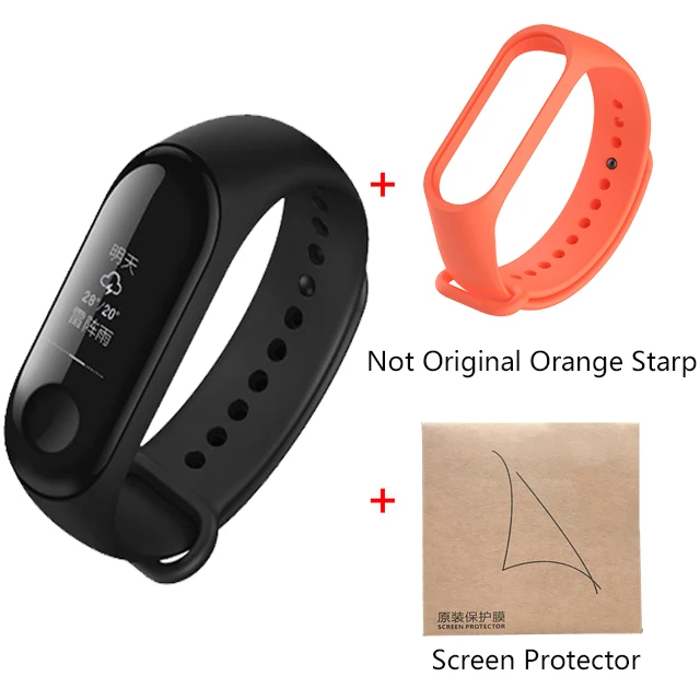 add orange starp Xiaomi Mi Band 3 Miband 3 фитнес-трекер монитор сердечного ритма 0,78 ''OLED дисплей тачпад Bluetooth 4,2 для Android IOS - Цвет: add orange starp