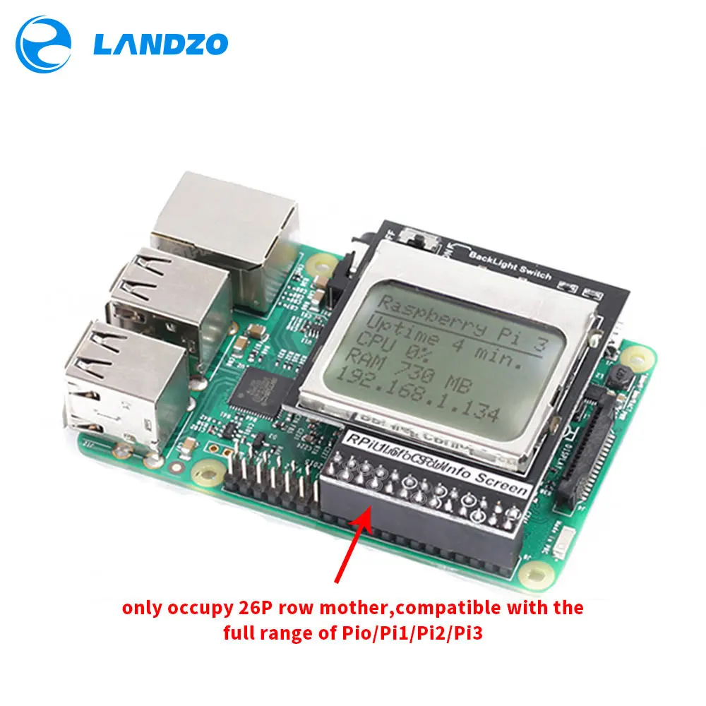 

Raspberry Pi 3 Model B CPU Info LCD Screen 1.6 inch 84x48 with Backlight Switch Compatible Pi2/1 / Orange Pi