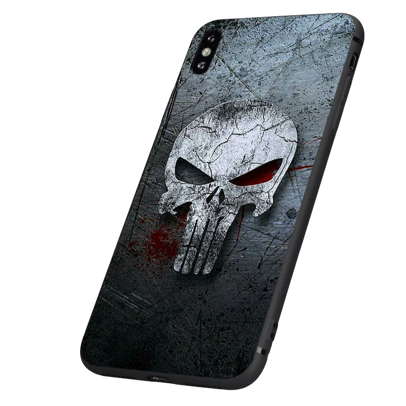Черный чехол ТПУ для iphone 5 5s se 6 6s 7 8 plus x 10 чехол силиконовый чехол для iphone XR XS MAX чехол Каратель