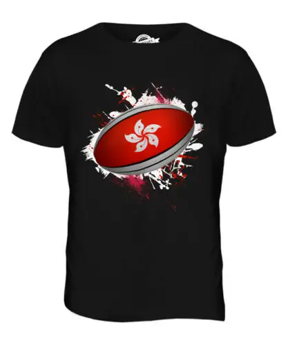 Гонконг регби мяч SPLATTER Мужская футболка Топ подарок чемпионат мира Спорт | одежда