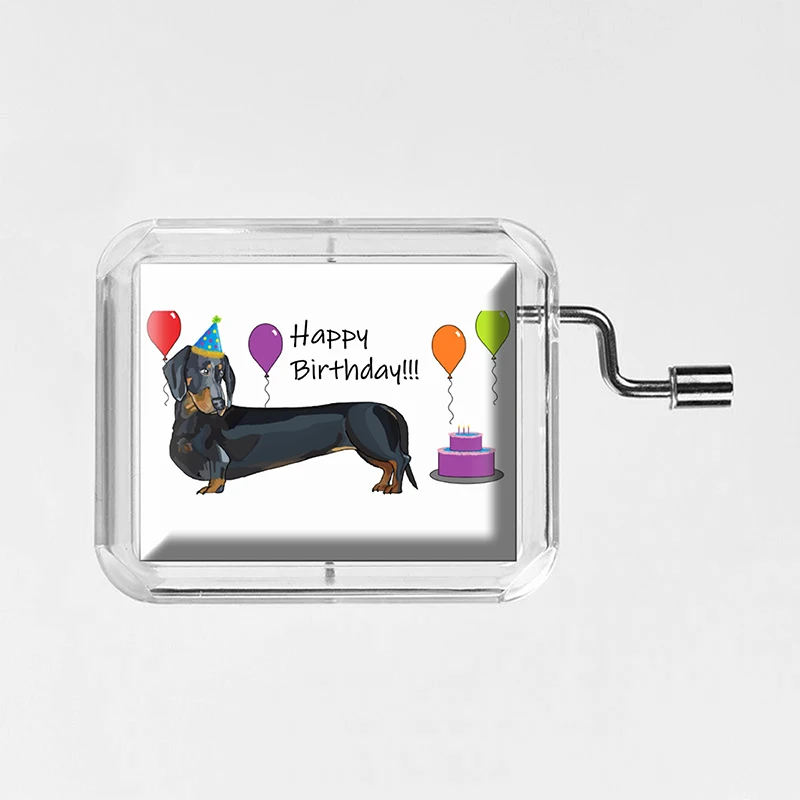 happy birthday Мультфильм ручной коленчатый стеклянный фото прозрачный квадрат Музыкальная шкатулка с днем рождения вечерние 18 нот подарок H007 - Цвет: happy birthday