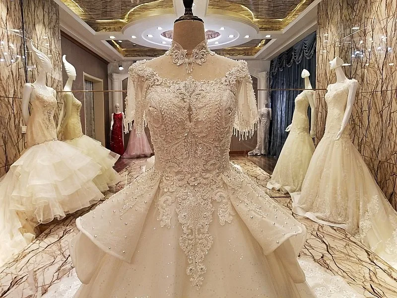 Новое поступление роскошное Vestido Para Casamento бальное платье с высоким вырезом и