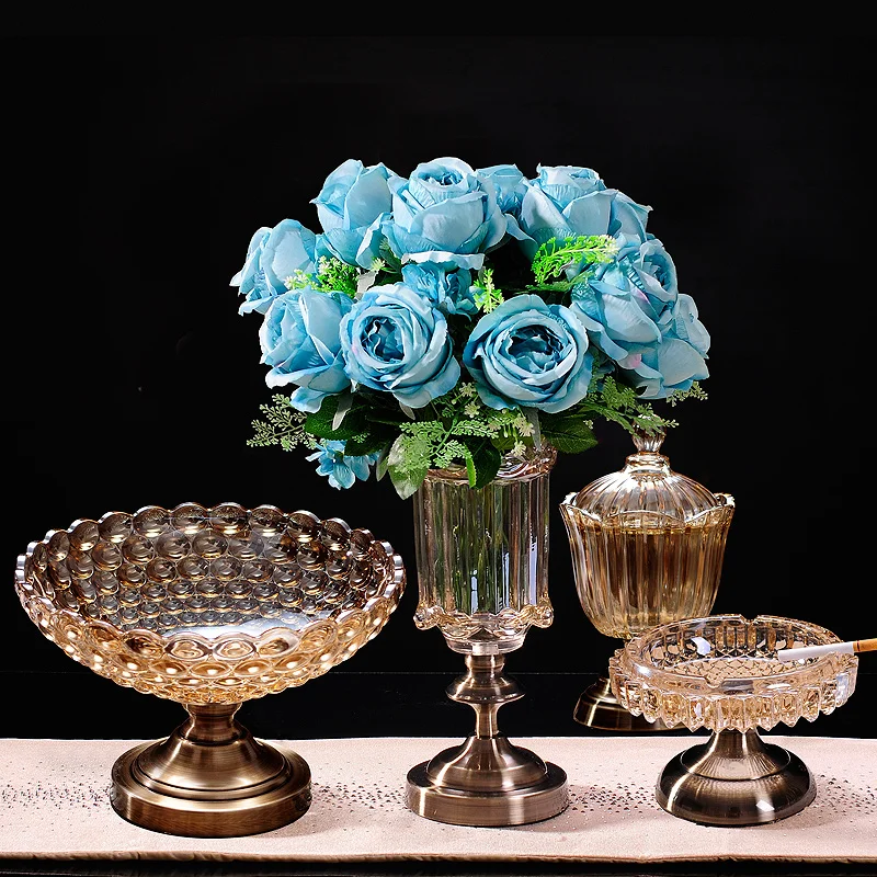 

European luxury high-grade fruit set Home Furnishing small fruit dish ornament of modern crystal glass fruit plate