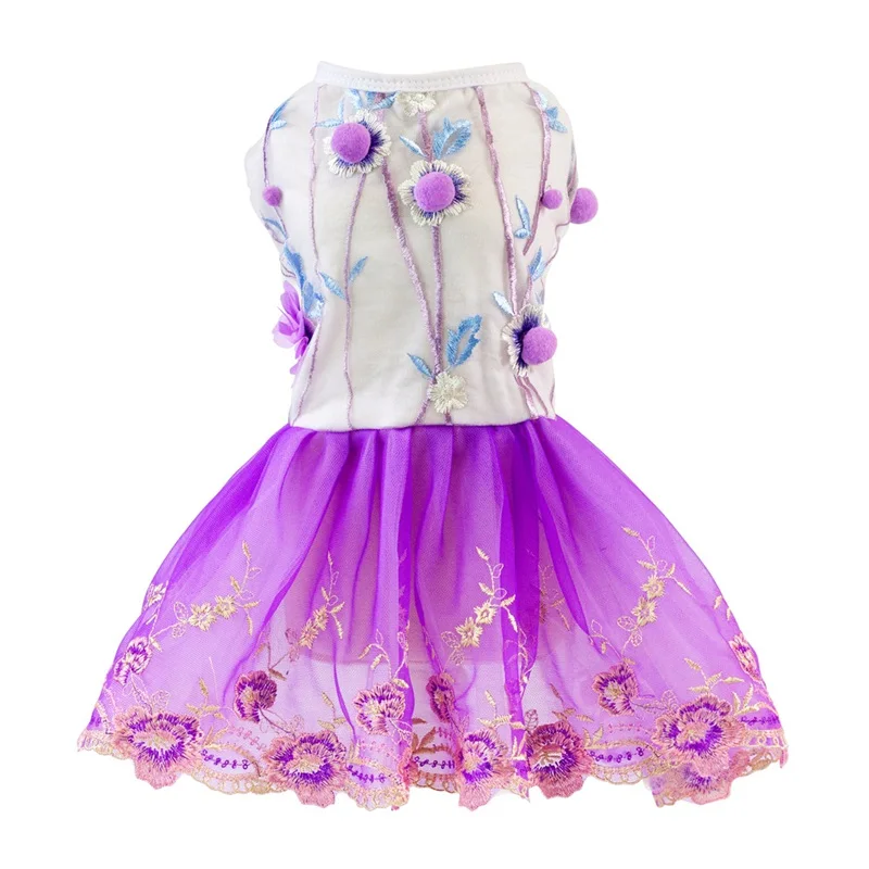 

Dog Clothes Spring Summer Dress with Embroidery Puppy Party Dress roupa cachorro for Small and Medium Dogs