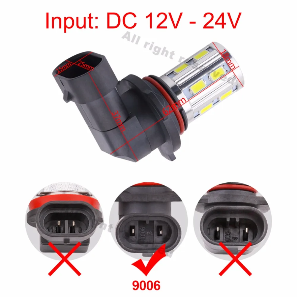 2pcs 9006 HB4 High Power 12SMD 5730 Chip + 5W Cree LED chips white fog Lights Bulbs car light source | Автомобили и мотоциклы