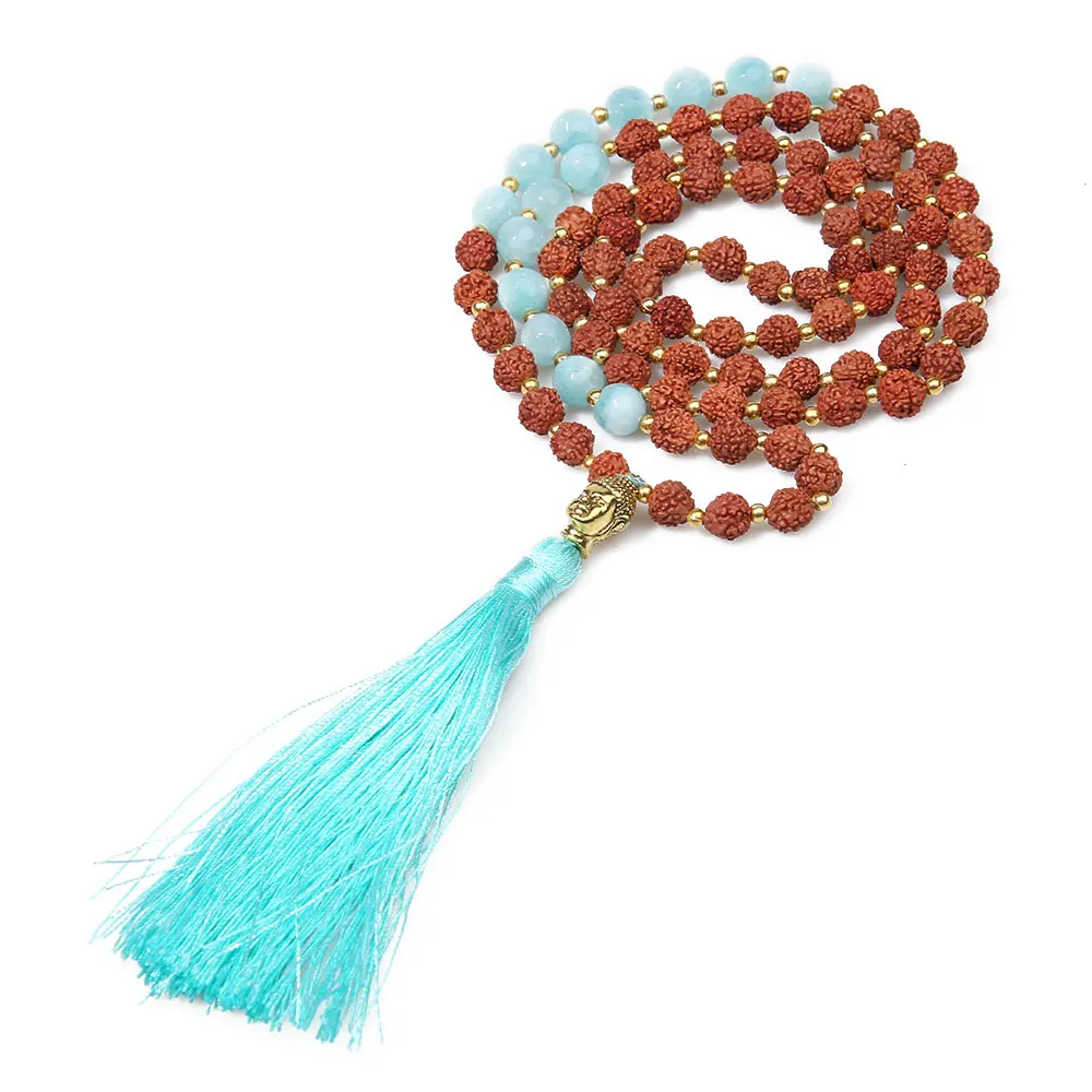 Balibali 2018 Модное Длинное Ожерелье с кисточками натуральный камень Rudraksha бисерные