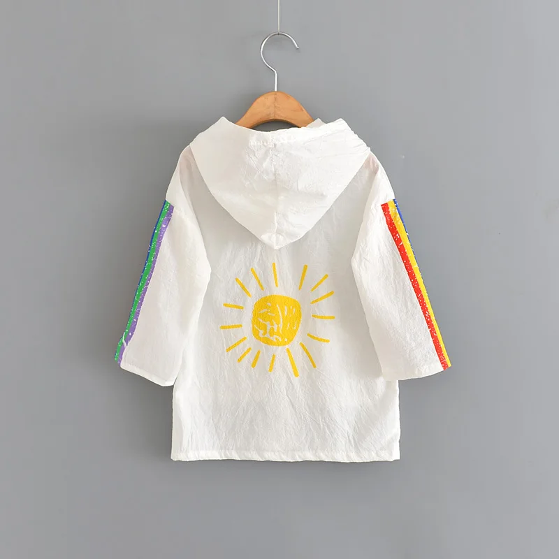 sun ACE LOVE/Новинка; летние детские куртки для девочек с защитой от солнца; одежда в Корейском стиле для девочек; пальто с радужным принтом; Верхняя одежда для детей - Цвет: sun