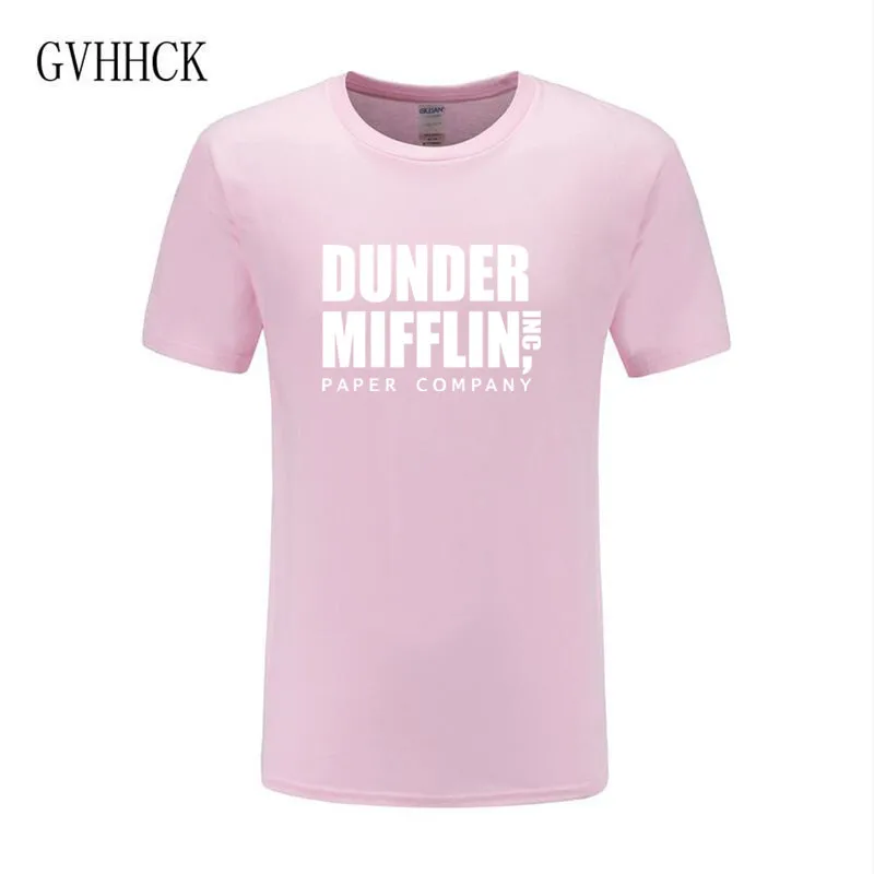 Компания футболка мужская с коротким рукавом офис, ТВ-шоу Дандер Mifflin бумага футболка круглый вырез футболки для женщин S-2XL размера плюс - Цвет: pink