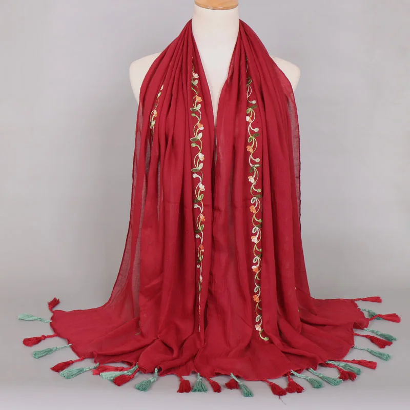 2021 Модный богемный цветочный шарф с цепочкой и кисточкой шаль из вискозы женский