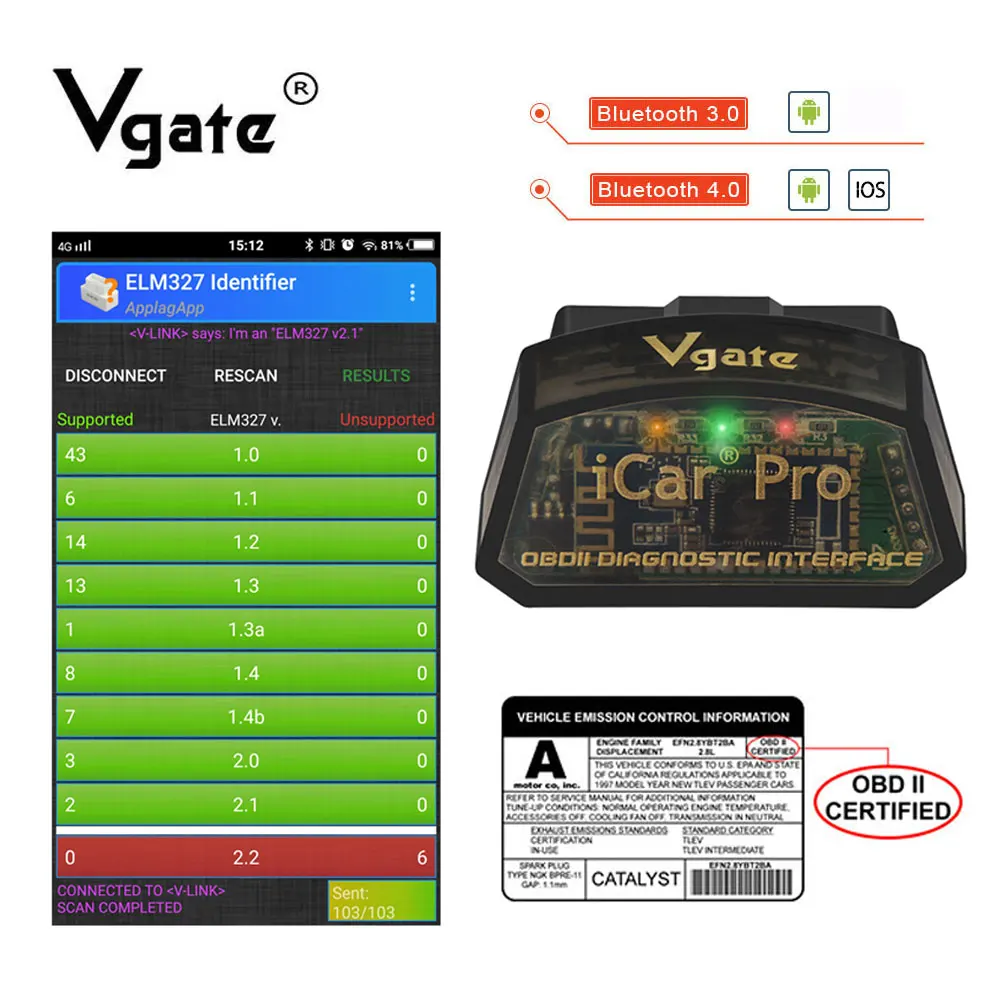 Vgate iCar Pro obdii elm 327 Bluetooth OBD2 сканер Авто сканирующий инструмент автомобильный диагностический инструмент ELM327 easydiag автоматический считыватель кодов