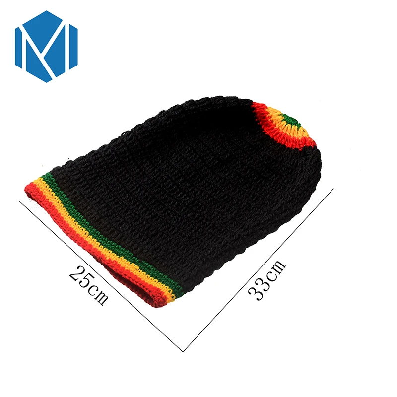 Miya Mona, 1 шт., Модная вязаная шапка Rasta, повседневная, женская, ручная работа, вязаная, регги, шапка Skullies, красный, желтый, зеленый, в полоску, волнистые шапки