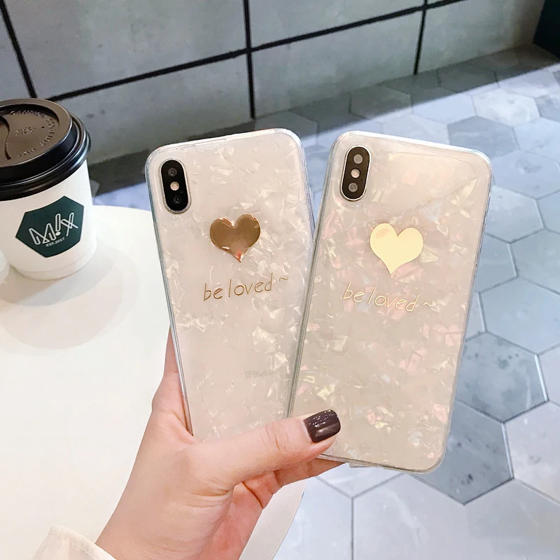 Чехол для телефона GlamPhoneCase с золотым сердечком iphone XS Max XR 8/7/6/6 S Plus мягкие белые