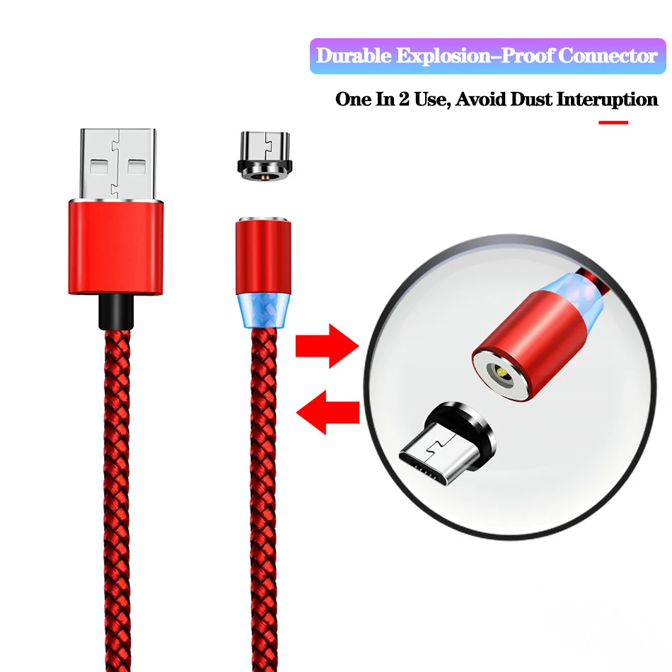 Магнитный зарядный кабель 2.4A для iPhone X, для мобильного телефона, Micro usb type-C, магнитный штекер, быстрая зарядка, 1 м, USB C, кабели для Xiaomi mi9