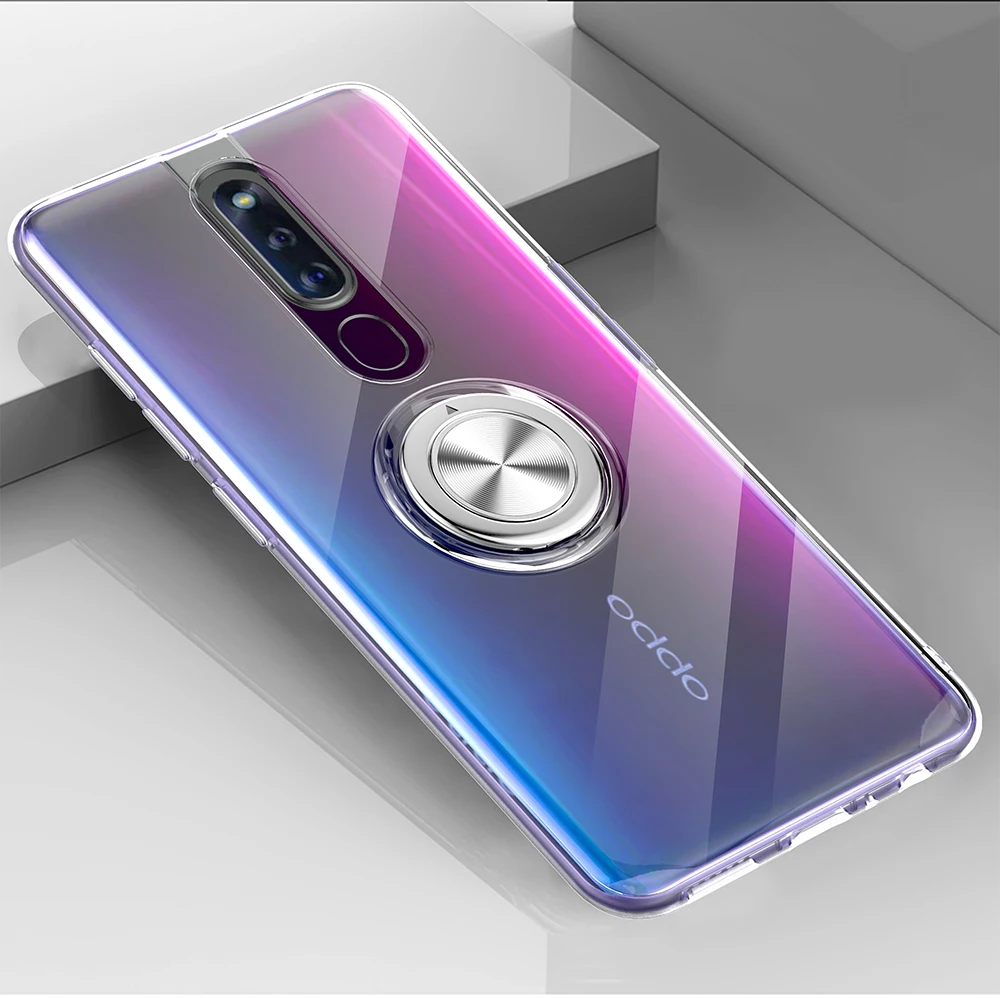 Чехол для OPPO F11 Pro Reno K1 RX17 NEO F9 F9 Pro A7X Reno 10x zoom, мягкий прозрачный защитный чехол с кольцом и подставкой
