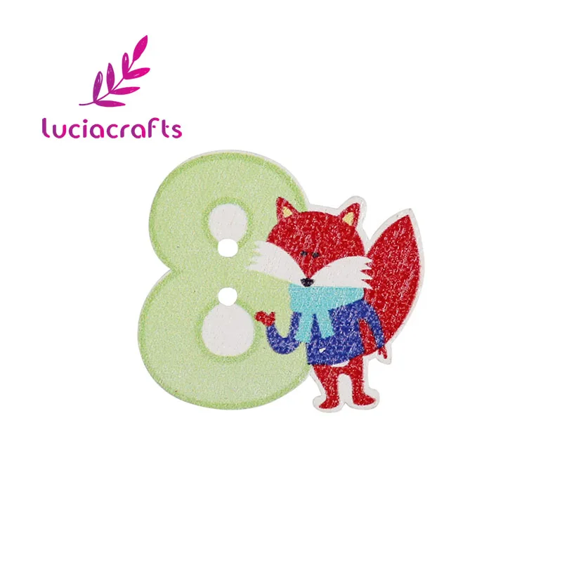 Lucia crafts 10 шт/50 шт 2,7-3 см 2 отверстия мультфильм Животные цифры пуговицы из натурального дерева пошив одежды «сделай сам» Аксессуары E0207