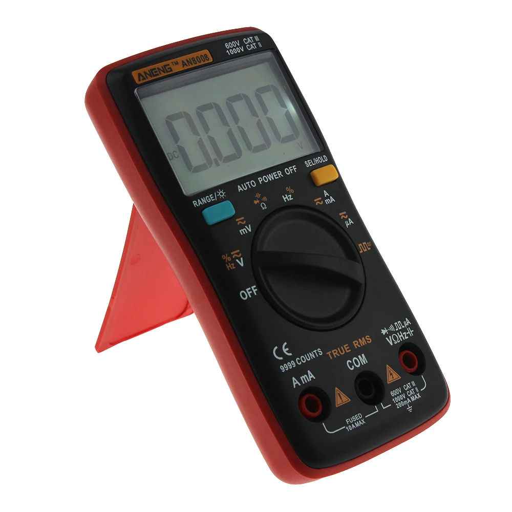 AN8008 оранжевый True-RMS цифровой мультиметр 9999 отсчетов Авто/Руководство квадратная