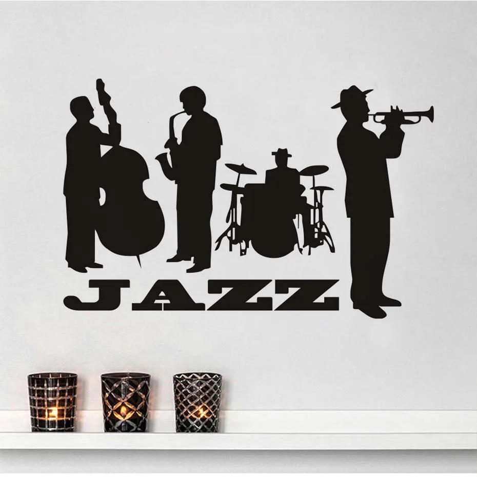 Креативный Jazz Four Boy Play Music Pattern настенный стикер для магазина Декор на окно