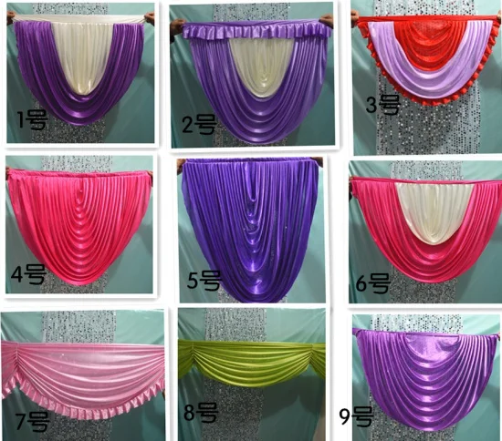 

colorful design Wedding Backdrop with Beatiful Swag Wedding drape and curtain table skirt wedding decoration