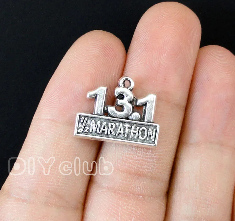 40pcs античное серебро 13 1 миль фитнес марафон Подвески 19x15 мм|charm pendant|marathon charmsilver charm