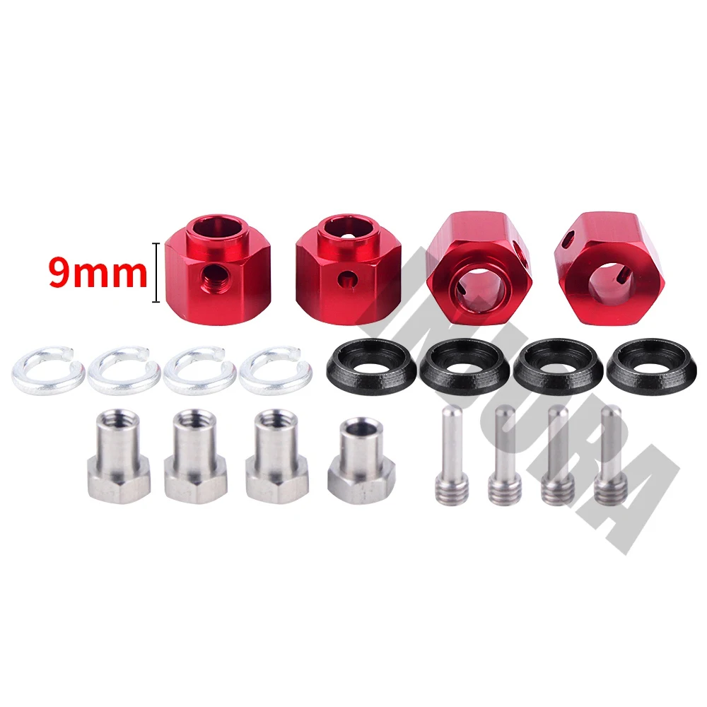 9MM Red INJORA 4 шт./компл. 12 мм Металлические Колеса с шестигранной концентратор для 1/10 RC автомобиль Traxxas TRX4 TRX-4 RC Гусеничный 6/8/9/10/11/12 мм Толщина - Цвет: 9MM Red