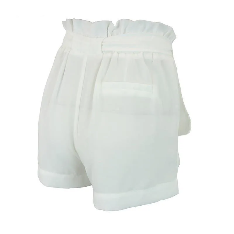 

Women Sexy Summer Casual Shorts 2019 Fashion Plus Size White High Waist Beach Bow Shorts With Sashes
