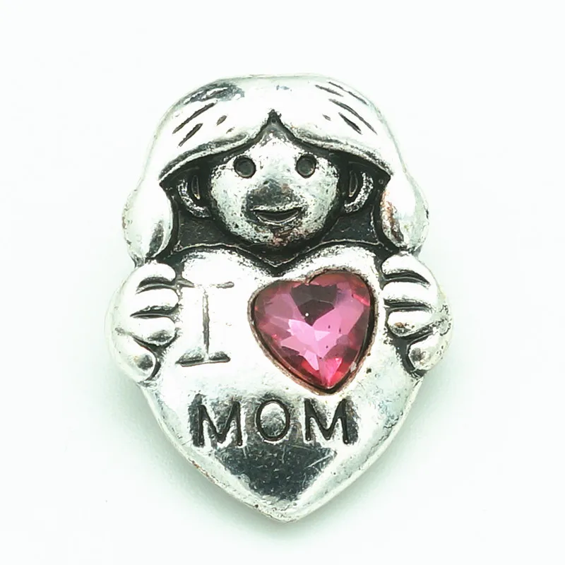 Модные красивые Стразы I love MOM 18 мм Металлические Кнопки для самостоятельного